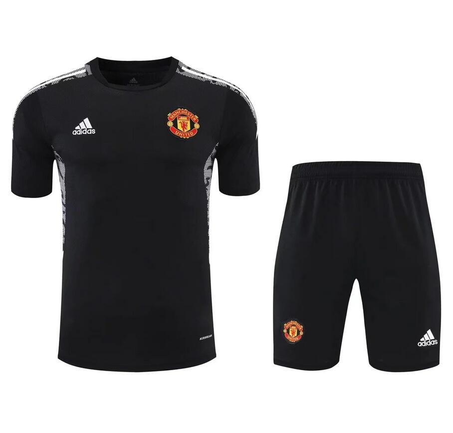 2021/22 Manchester United Black Grey Training Kits Shirt with Shorts